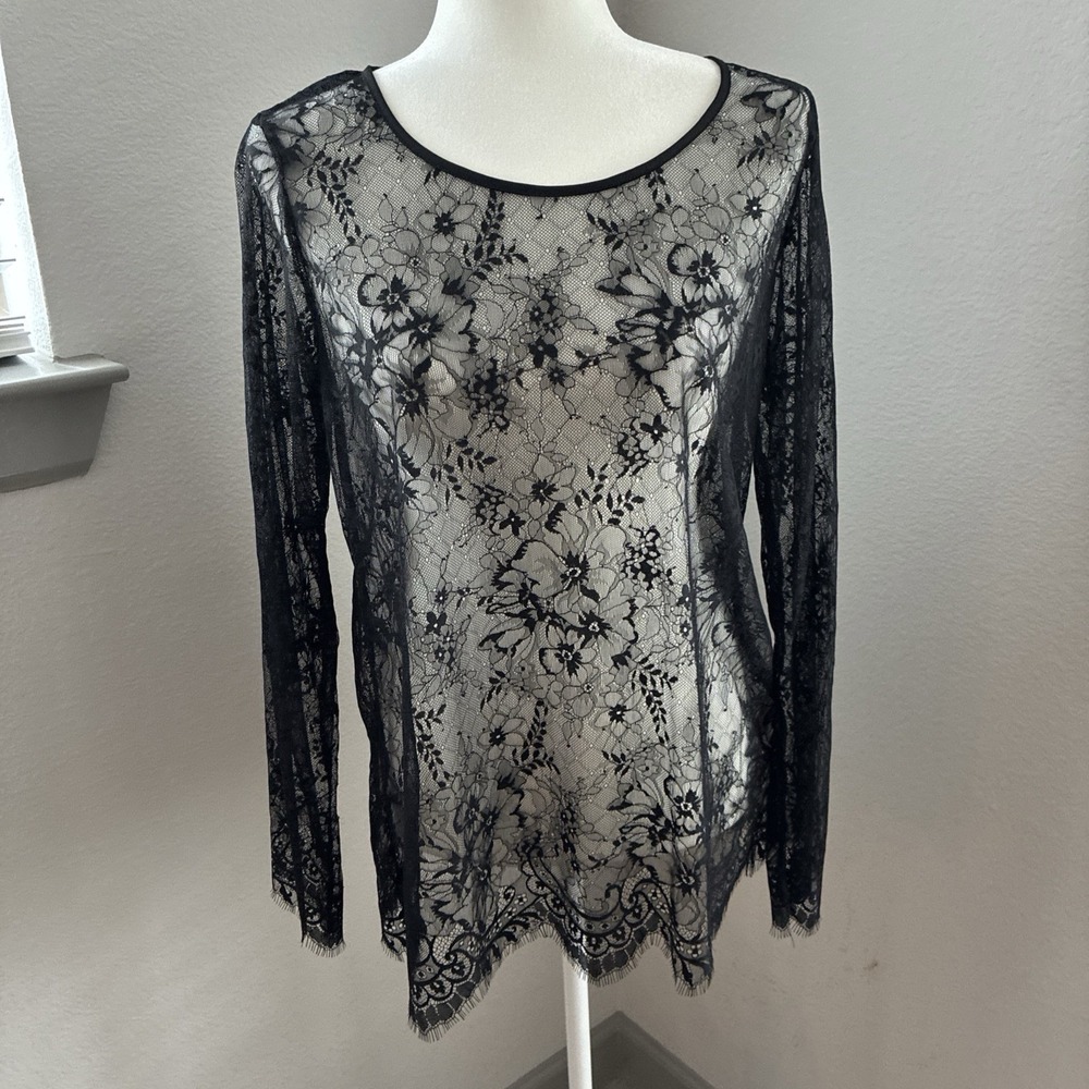 Womens Long Sleeve Floral Lace Sheer‎ Mesh Top Dark Romantic Fairy Whimsigoth